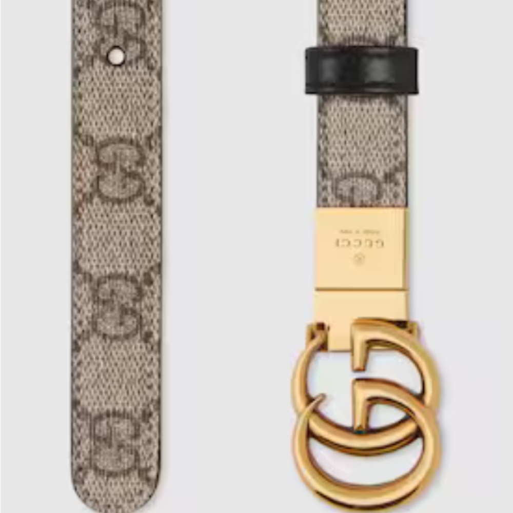 Reversible Gucci Black and Gold GG Buckle Belt 100% authentic